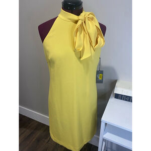 Vince Camuto Yellow Tie Front Sheath Dress Never worn